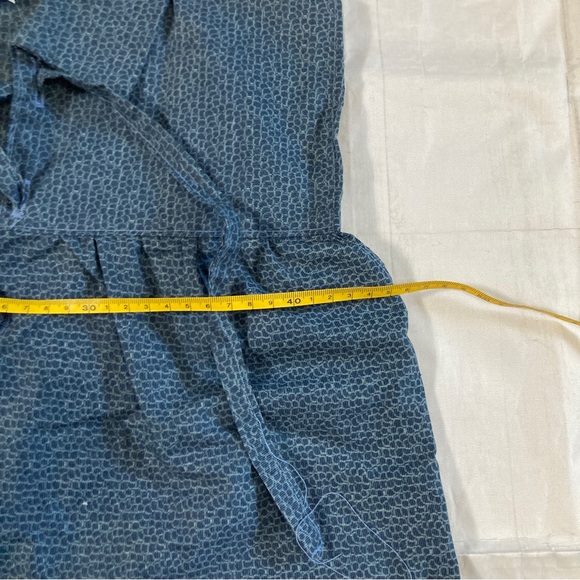 Blue Patterned Handmade Women's Sleeveless Renaissance Tunic V Neck Tie Up Loose - Picture 7 of 10